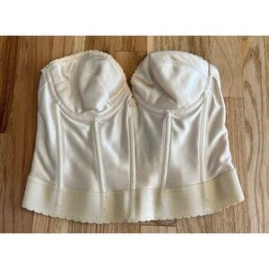 vintage corset bra fredericks of Hollywood nude beige brasier low back 36B nylon